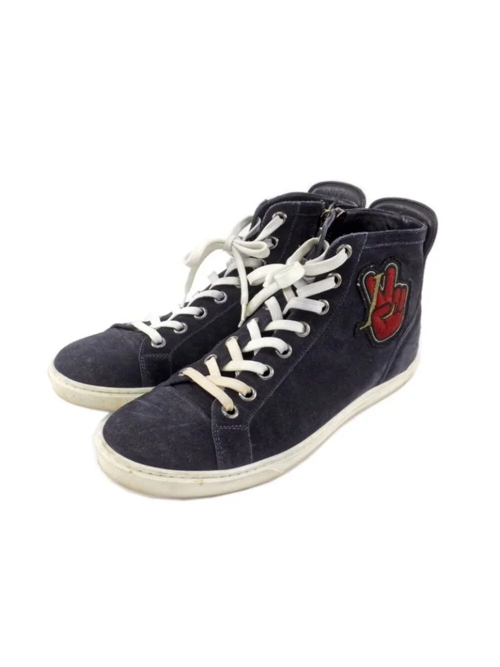 Louis Vuitton High Cut Sneakers Side Zip Suede Dark Navy Size 6 - Picture 10 of 10
